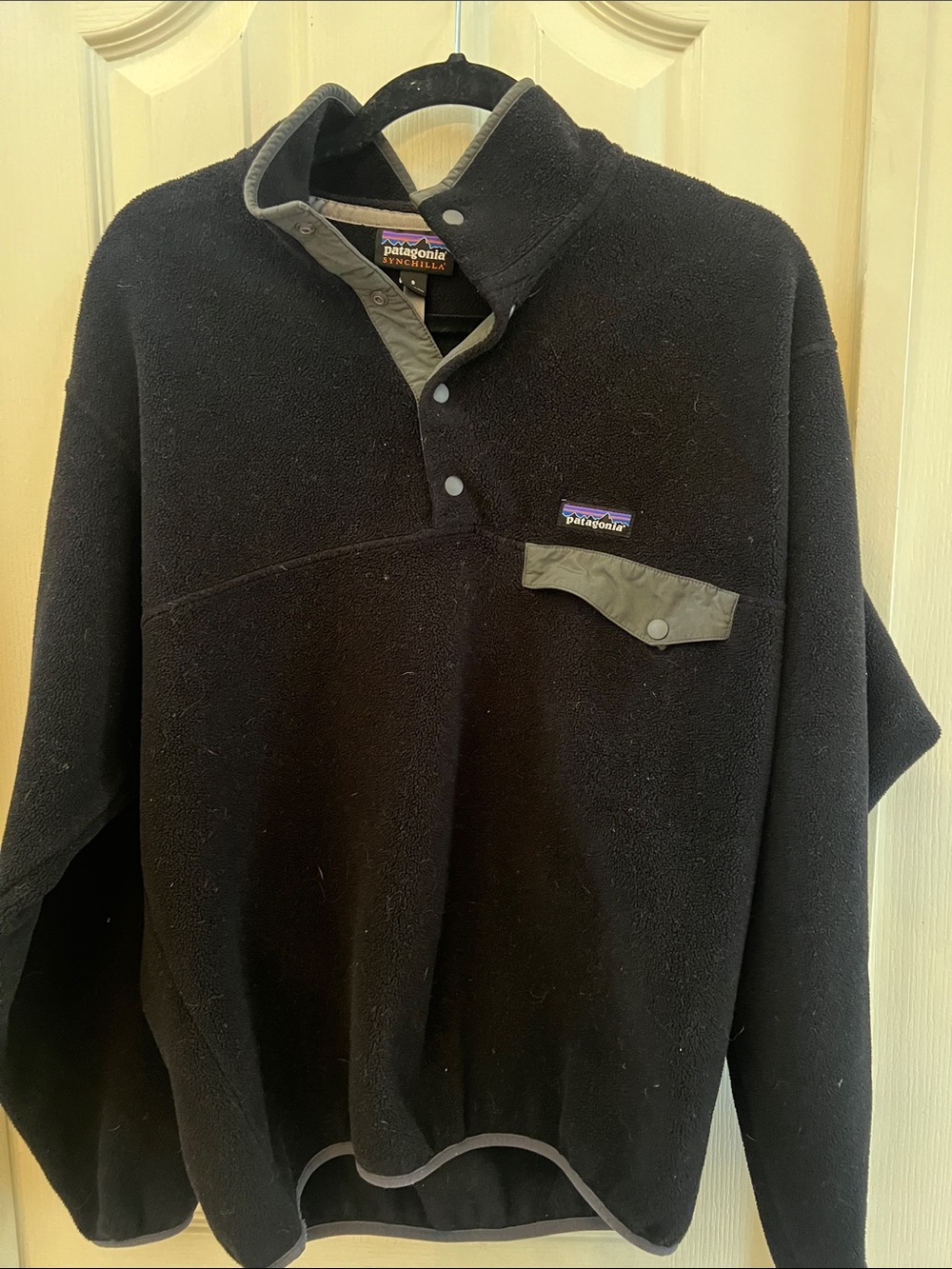 Patagonia Synchilla Black Snap-T Style Fleece Pullover sz S